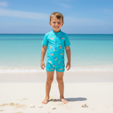 Boys 1 Piece Swimsuit Short Sleeve