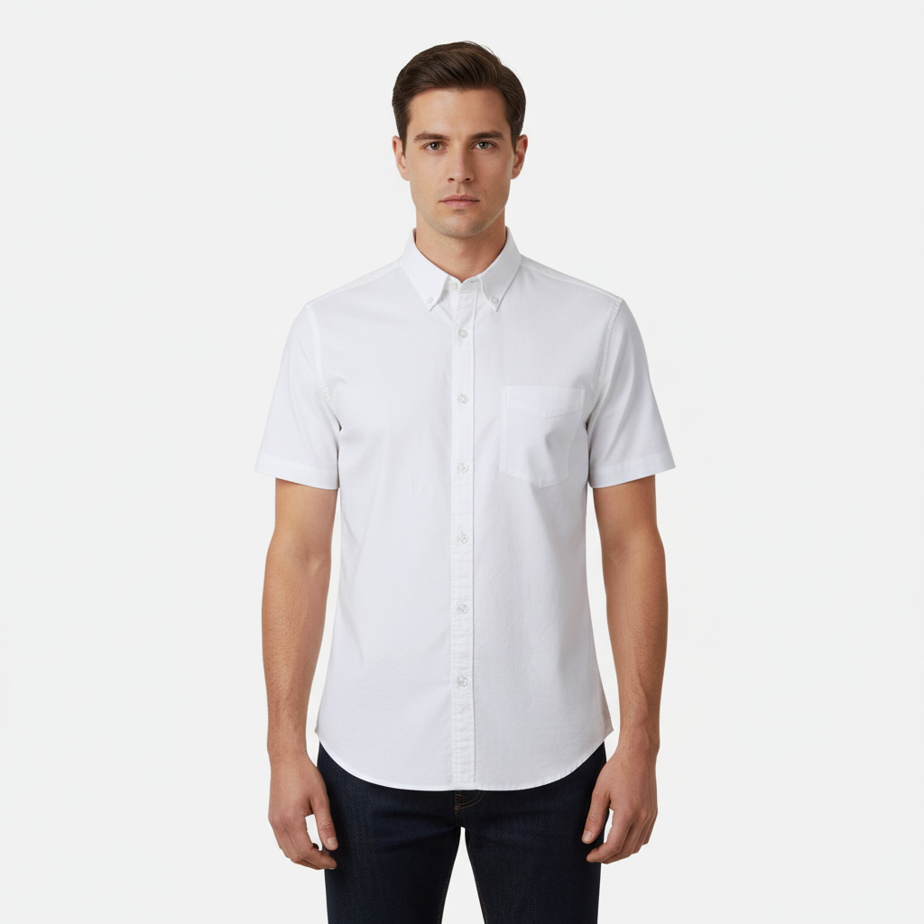 Men Basic Short Sleeve Oxford Shirt