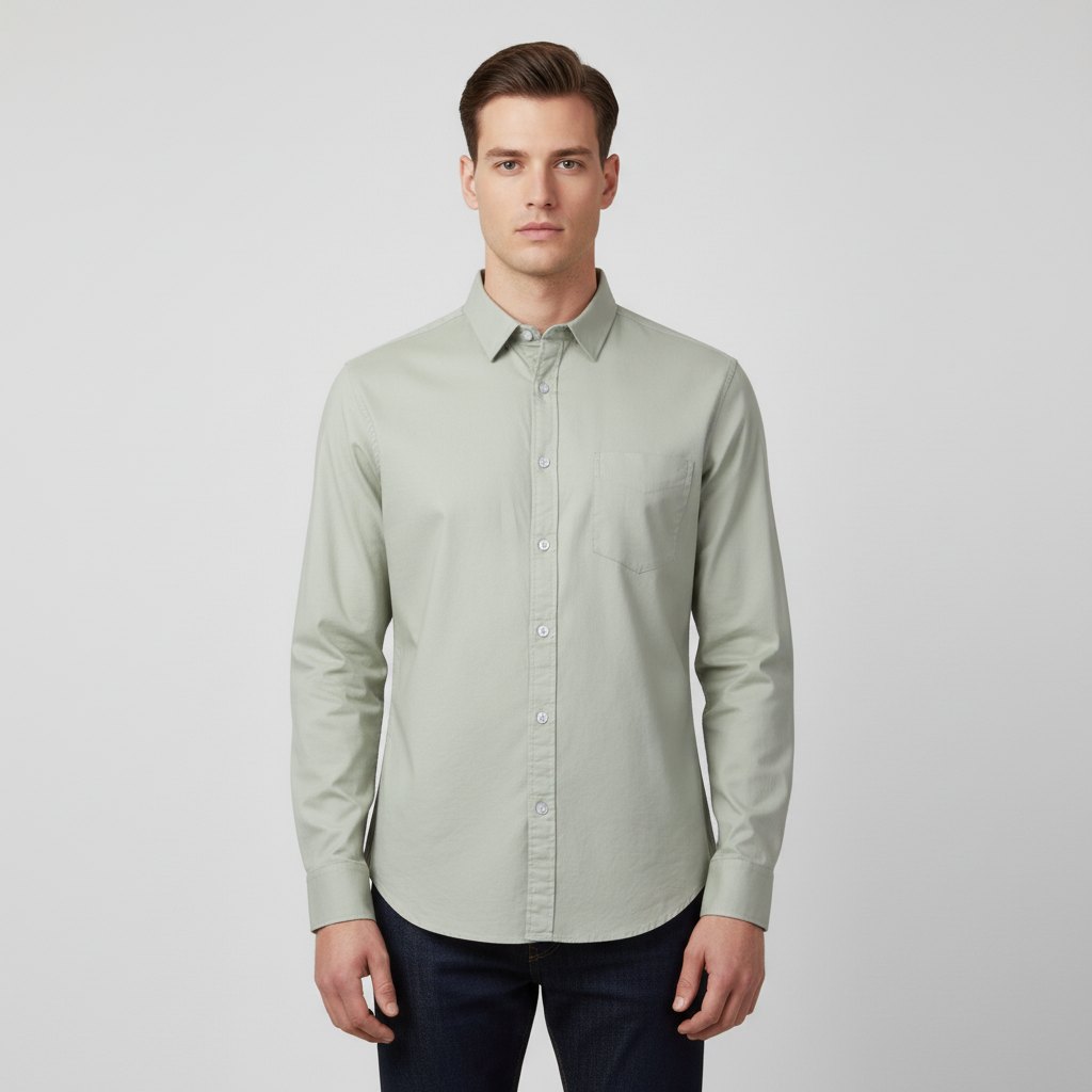 Men Basic Long Sleeve Oxford Shirt