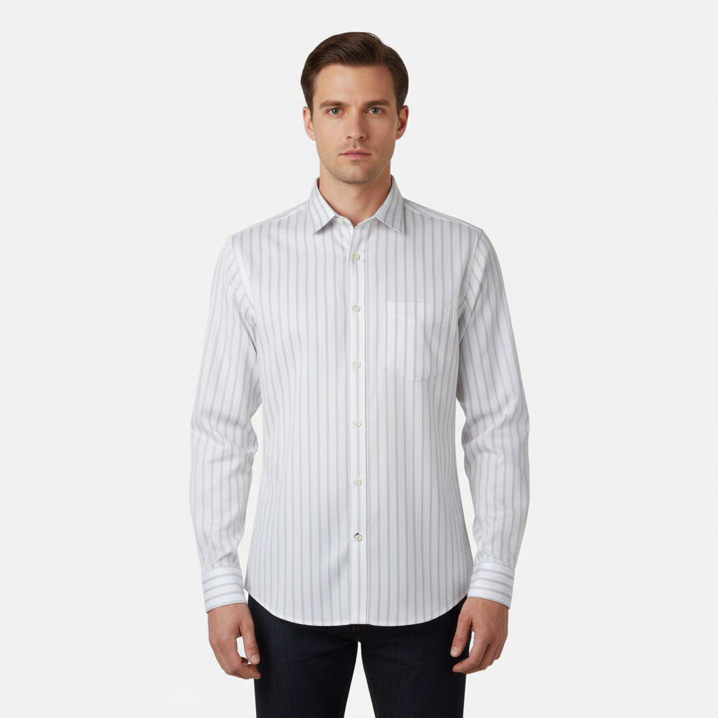 قميص رجالي مخطط بأكمام طويلة
