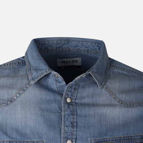 Men Long Sleeve Slub Denim Shirt 