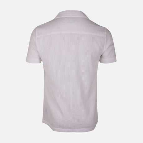 Men Short Sleeve Open Collar Seer Sucker Shirt