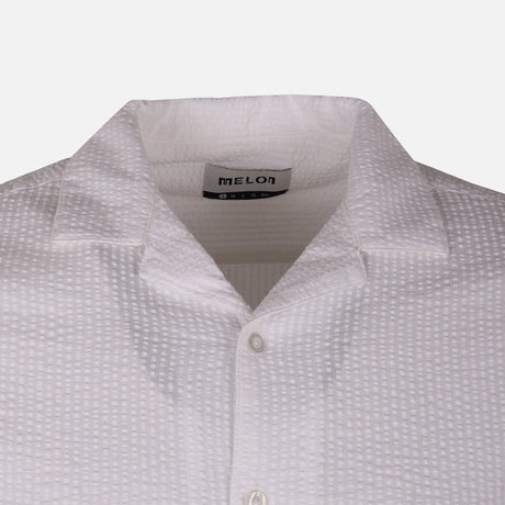 Men Short Sleeve Open Collar Seer Sucker Shirt