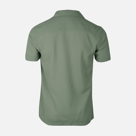 Men Short Sleeve Open Collar Seer Sucker Shirt