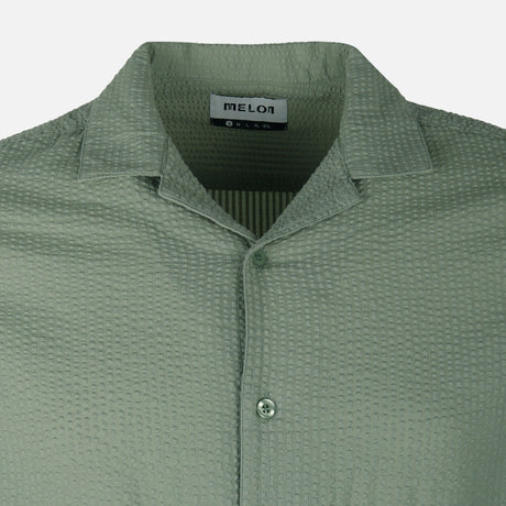 Men Short Sleeve Open Collar Seer Sucker Shirt