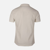 Men Short Sleeve Open Collar Textured Crinkle Shirt