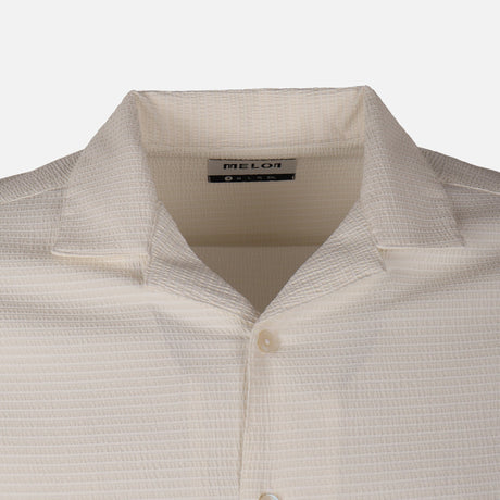 Men Short Sleeve Open Collar Textured Crinkle Shirt