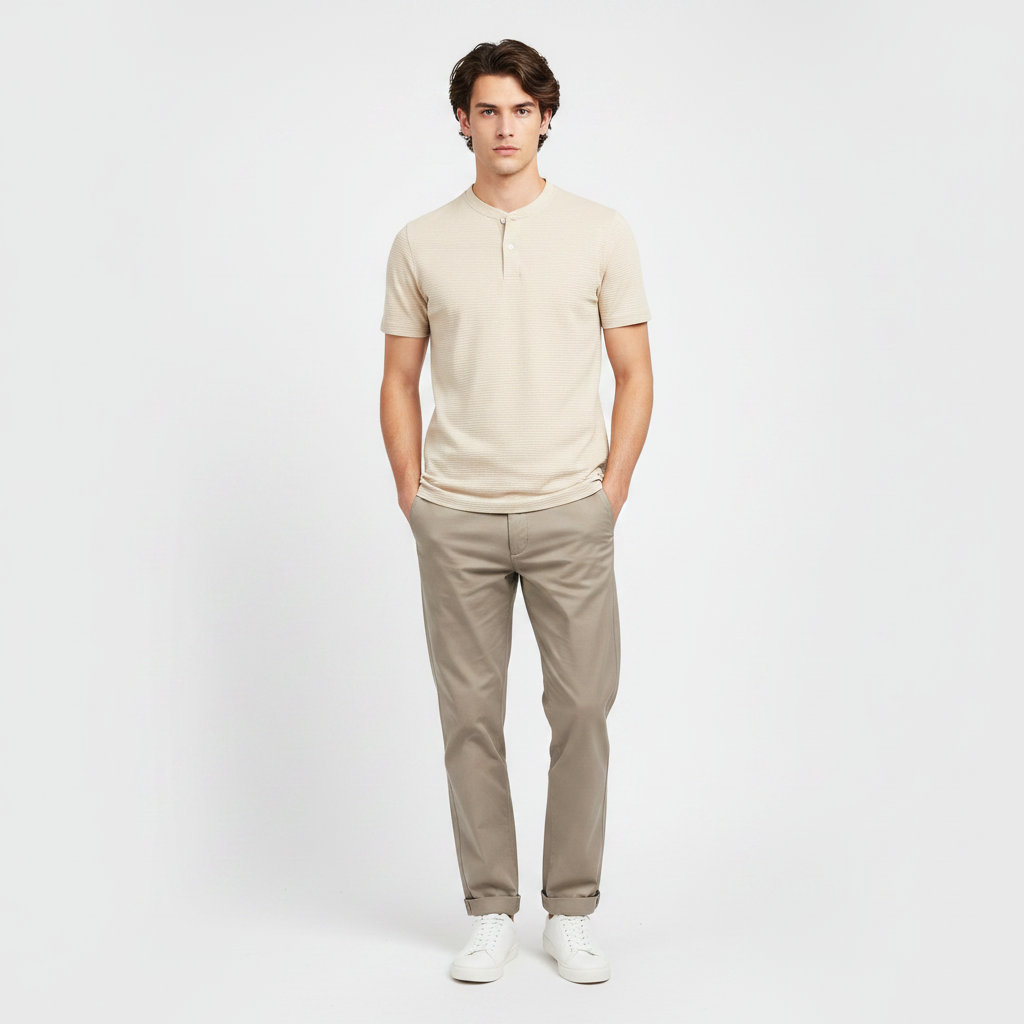 Men Structured Henley T-Shirt