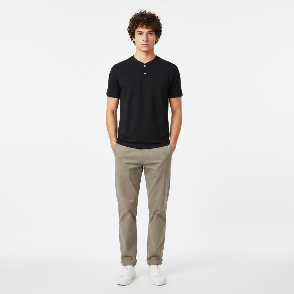 Men Structured Henley T-Shirt