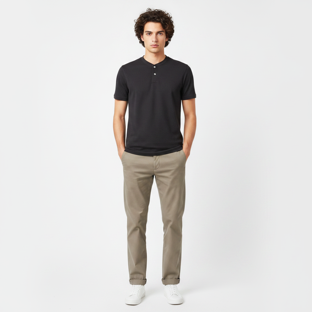 Men Structured Henley T-Shirt