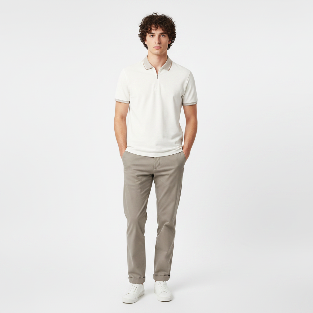 Men Structured Polo With Zip Closure