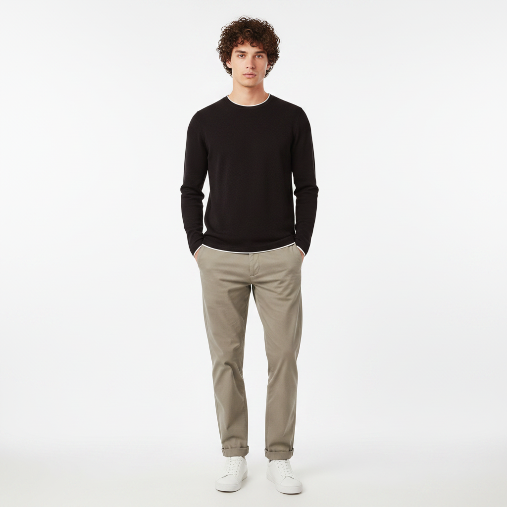 Men Structured Long Sleeve T-Shirt