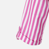 Women 3/4 Sleevr Linen Blend Shirt Stripe Dress