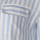 Women 3/4 Sleevr Linen Blend Shirt Stripe Dress