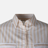 Women 3/4 Sleevr Linen Blend Shirt Stripe Dress