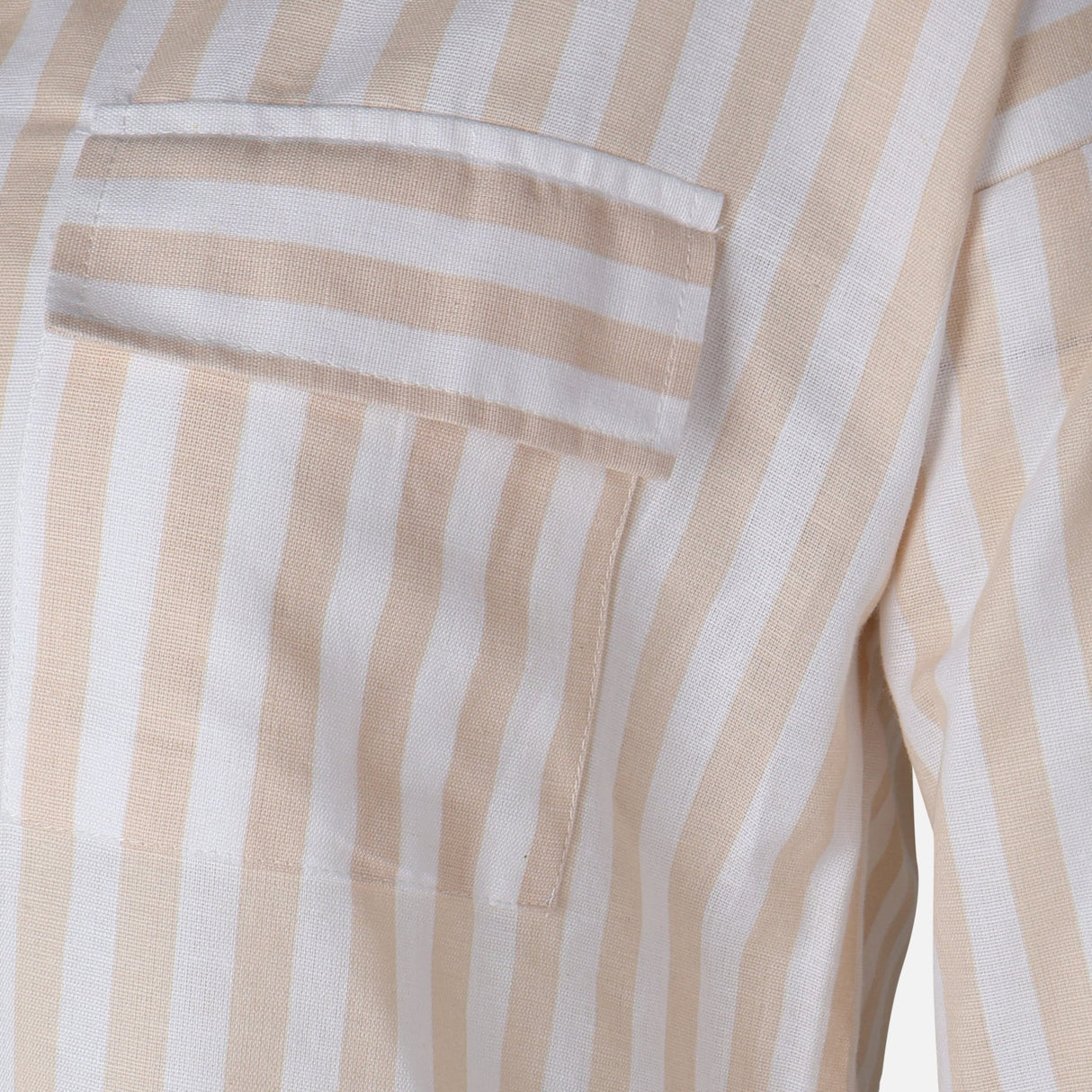 Women 3/4 Sleevr Linen Blend Shirt Stripe Dress