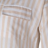Women 3/4 Sleevr Linen Blend Shirt Stripe Dress