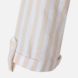 Women 3/4 Sleevr Linen Blend Shirt Stripe Dress