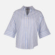 Women Long Sleeve Linen Blend Stripes Shirt