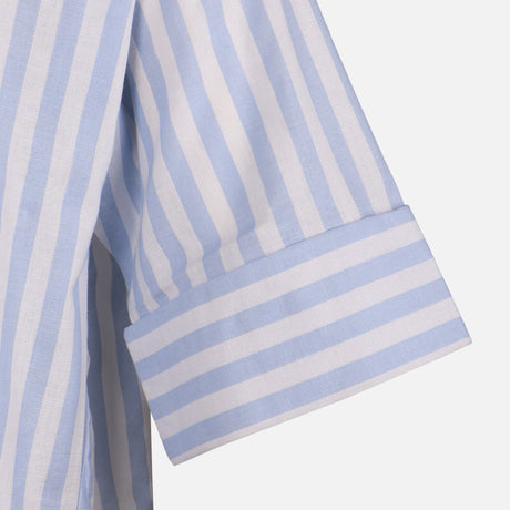 Women Long Sleeve Linen Blend Stripes Shirt