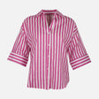 Women Long Sleeve Linen Blend Stripes Shirt