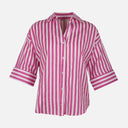 Women Long Sleeve Linen Blend Stripes Shirt