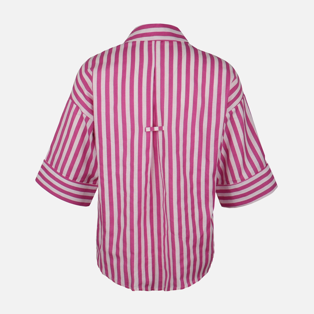 Women Long Sleeve Linen Blend Stripes Shirt