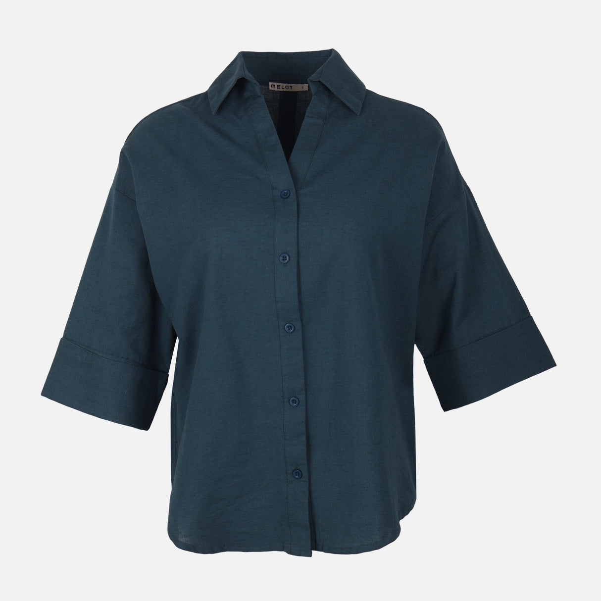 Women Long Sleeve Linen Blend Solid Shirt