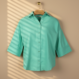 Women Long Sleeve Linen Blend Solid Shirt