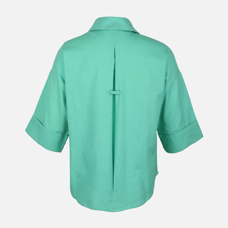 Women Long Sleeve Linen Blend Solid Shirt