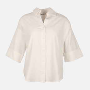 Women Long Sleeve Linen Blend Solid Shirt