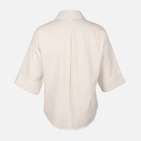 Women Long Sleeve Linen Blend Solid Shirt