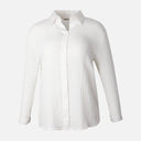 Women Long Sleeve Cotton Double Cloth Solid Shirt