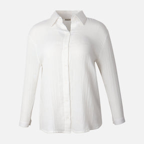 Women Long Sleeve Cotton Double Cloth Solid Shirt