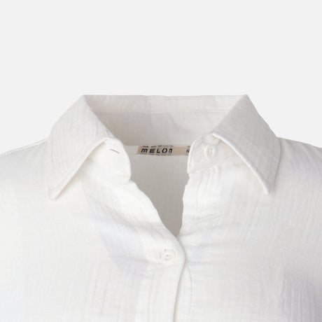 Women Long Sleeve Cotton Double Cloth Solid Shirt