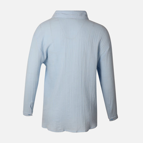 Women Long Sleeve Cotton Double Cloth Solid Shirt