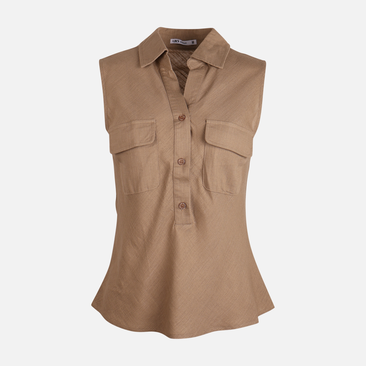 Women Sleeveless Collared Blouse