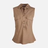 Women Sleeveless Collared Blouse