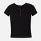 Women Rib Basic Placket T-Shirt