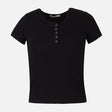 Women Rib Basic Placket T-Shirt