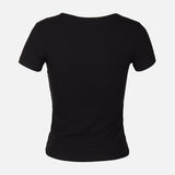 Women Rib Basic Placket T-Shirt