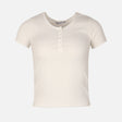 Women Rib Basic Placket T-Shirt