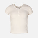 Women Rib Basic Placket T-Shirt
