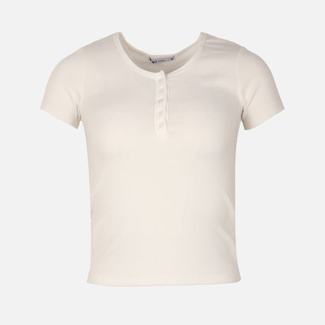 Women Rib Basic Placket T-Shirt