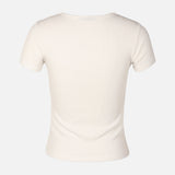 Women Rib Basic Placket T-Shirt