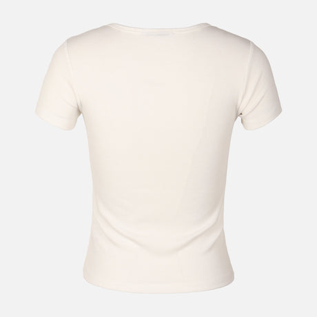 Women Rib Basic Placket T-Shirt