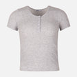 Women Rib Basic Placket T-Shirt