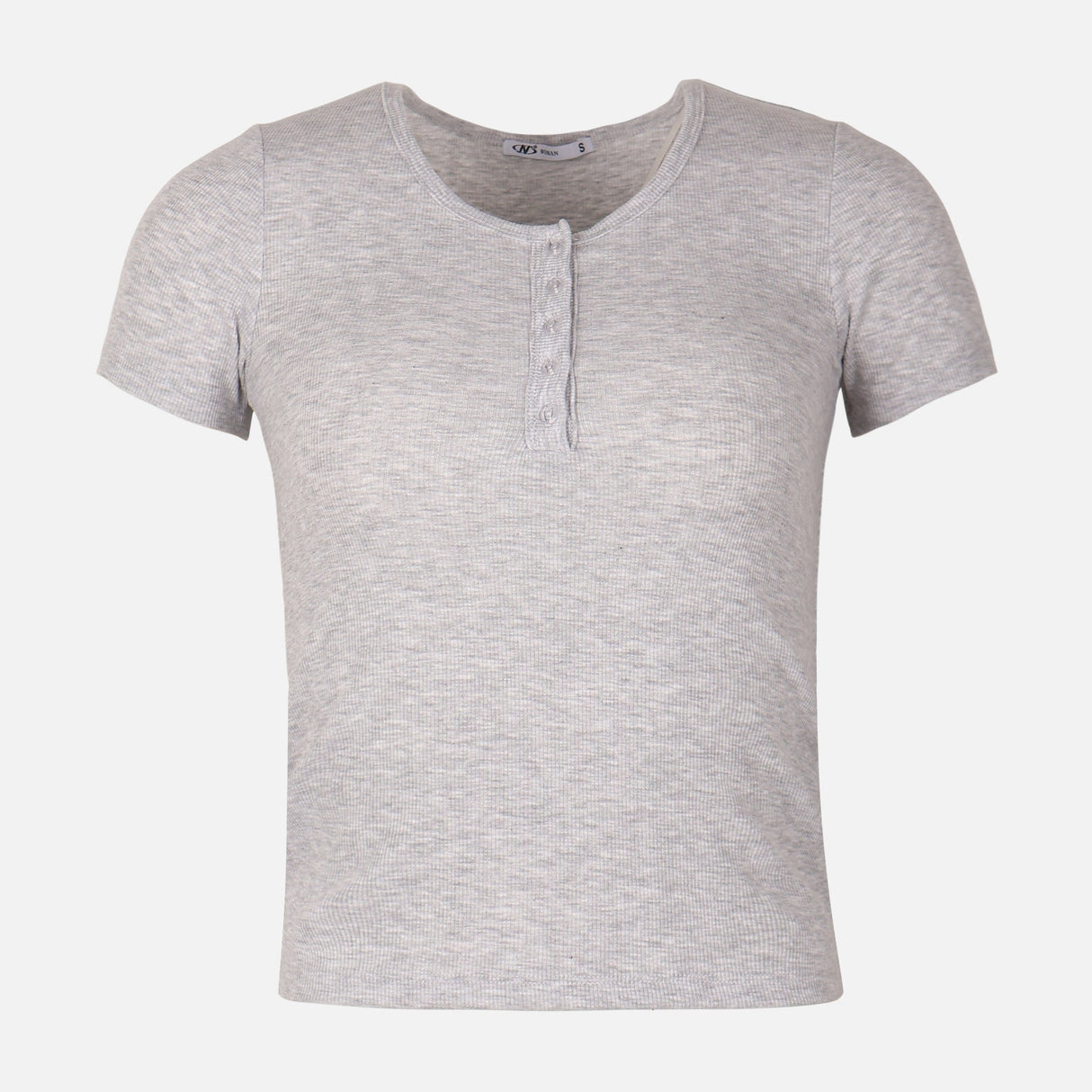 Women Rib Basic Placket T-Shirt