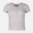 Women Rib Basic Placket T-Shirt