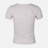 Women Rib Basic Placket T-Shirt